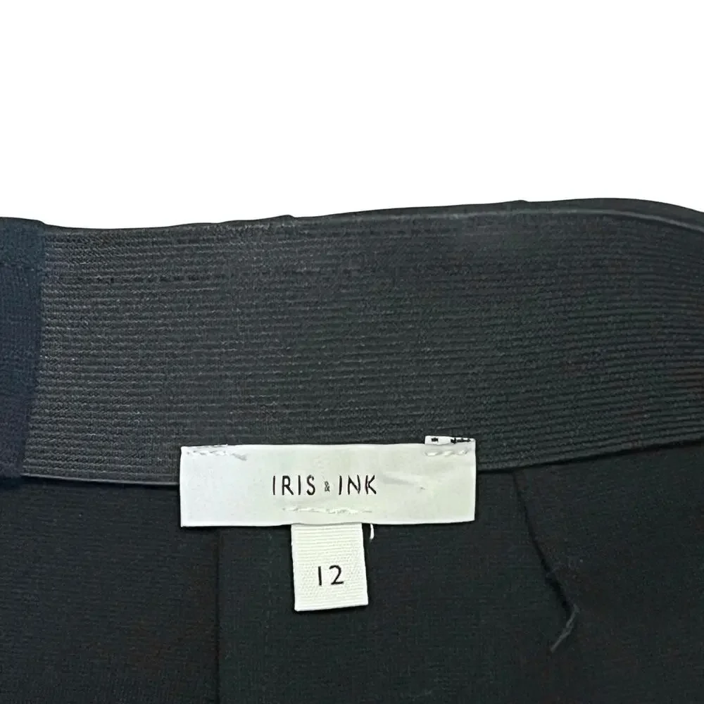 Iris & Ink Black Straight Pencil Skirt Size 12 Office Career